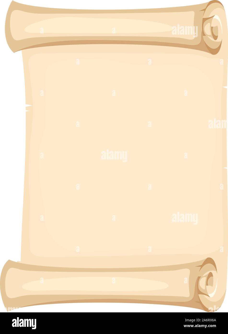 Ilustración vectorial de un rollo de pergamino beige aislado sobre un fondo blanco. Ilustración del Vector