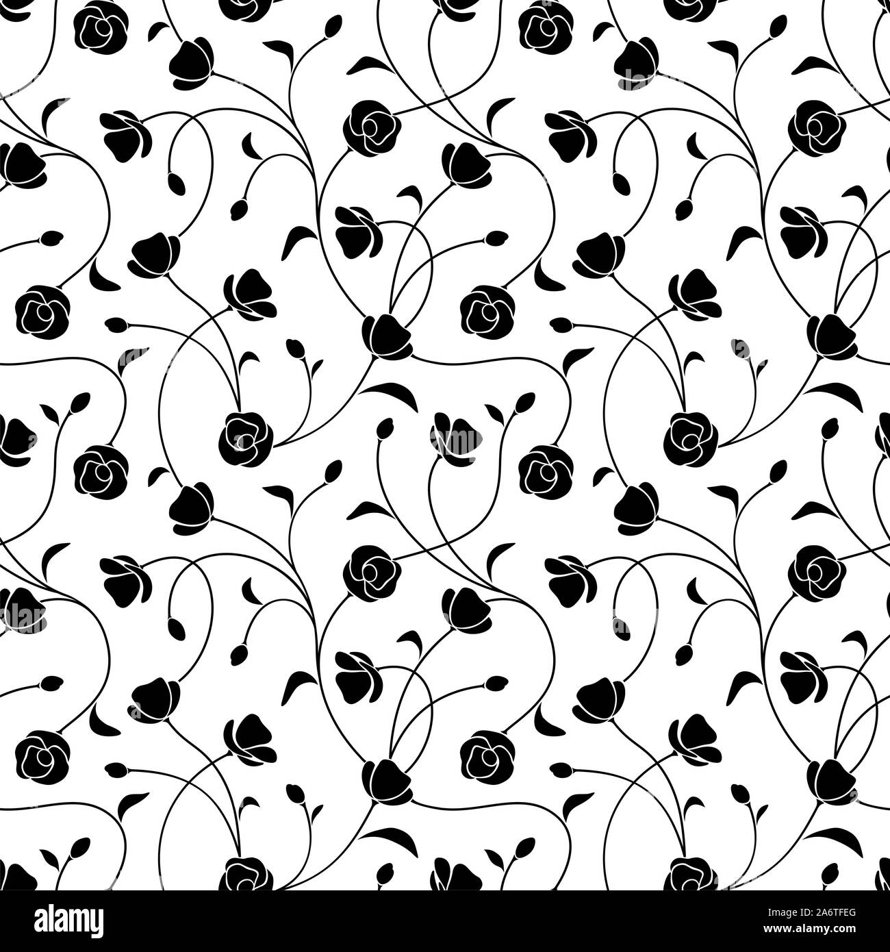 Seamless Vector patrón floral en blanco y negro. Ilustración del Vector