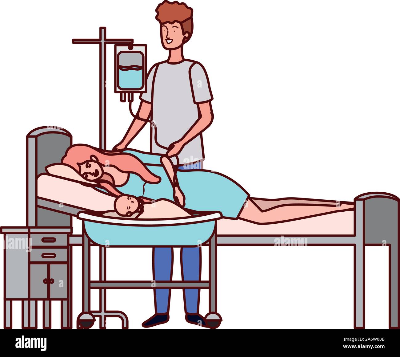 La Madre Y El Padre Con El Bebe Recien Nacido En Camilla Imagen Vector De Stock Alamy La Madre Y El Padre Con El Bebe Recien Nacido En Camilla Imagen Vector De Stock Alamy