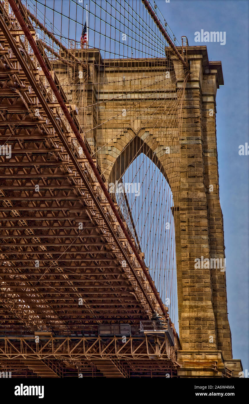 Puente de Brooklyn en Nueva York, Nueva York Foto de stock