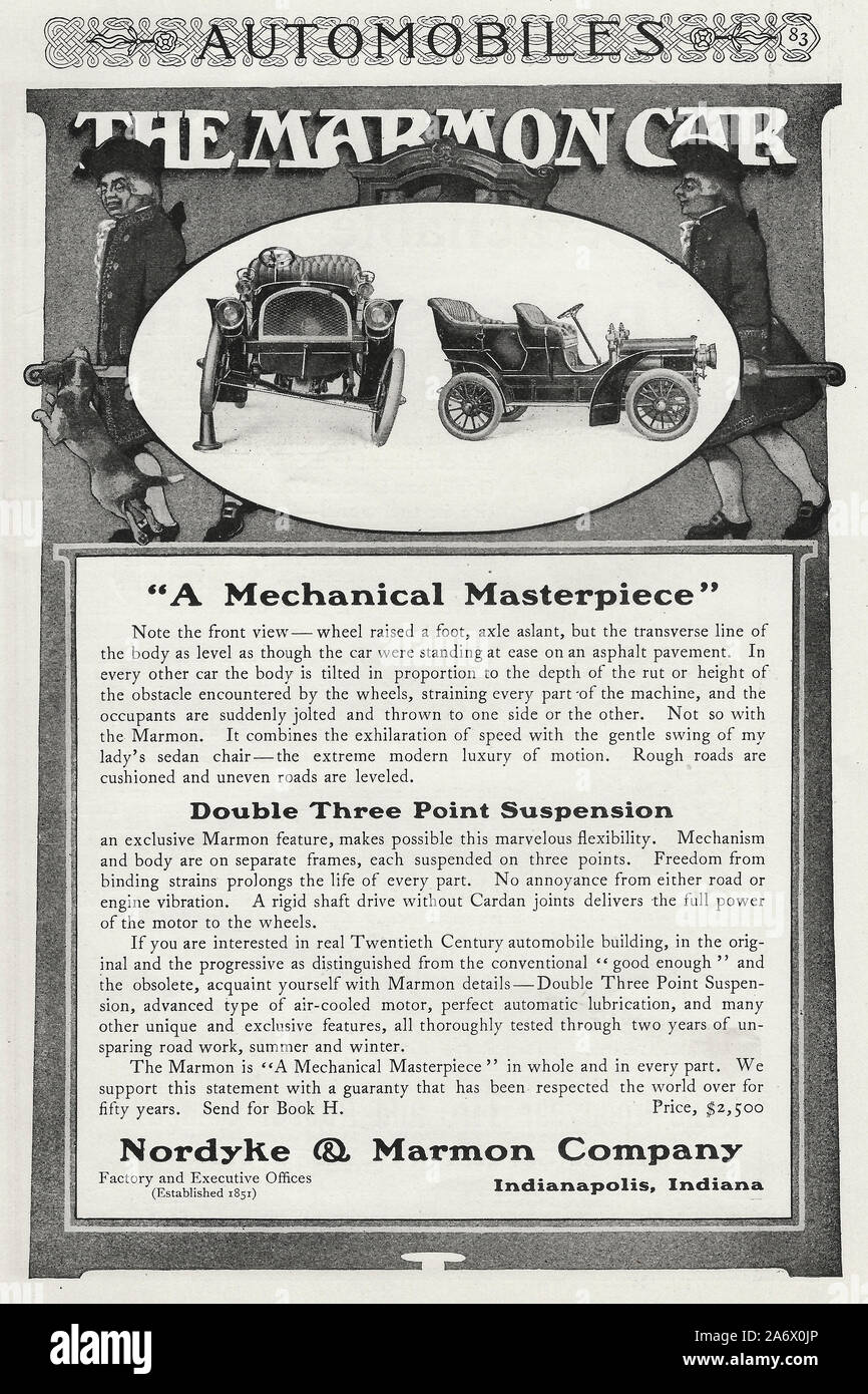Anuncio para el Marmon Car - 1905 Foto de stock