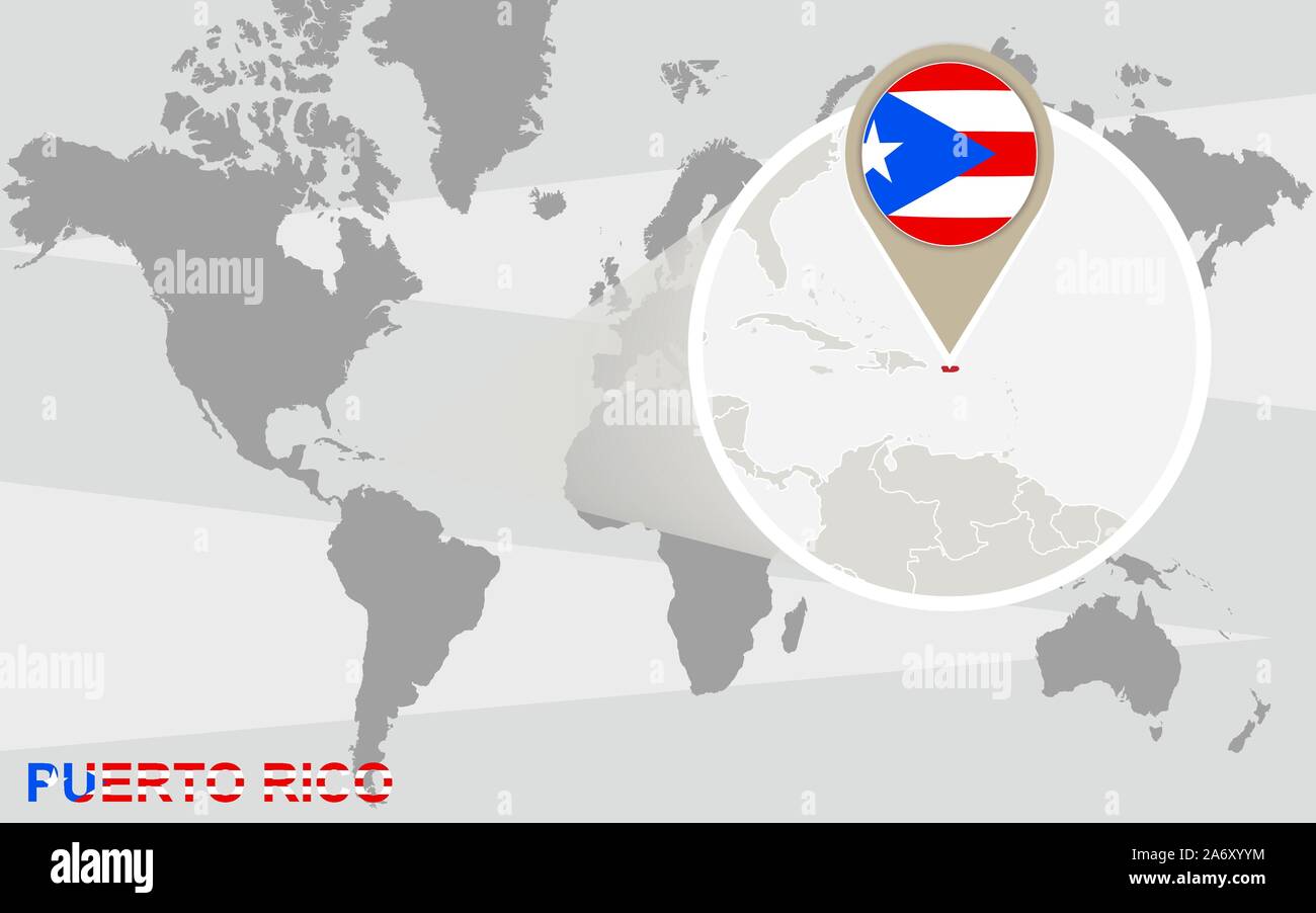 Mapa Mundial Con Magnifica Puerto Rico La Bandera De Puerto Rico Y El Mapa Imagen Vector De Stock Alamy