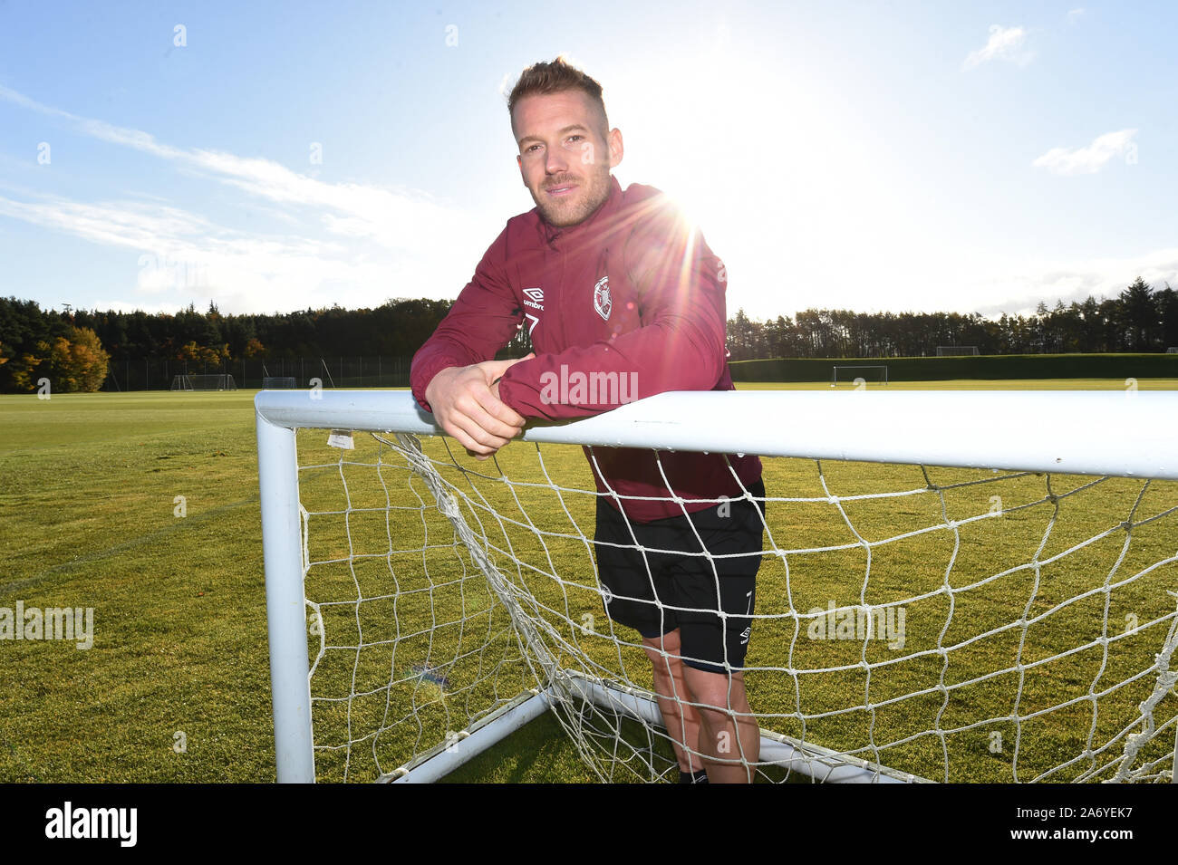 Edimburgo, Reino Unido. 29 Oct, 2019. Deportes Oriam Performance Center, Riccarton, Edimburgo, Escocia.UK.29thOct 2019. Corazones' centrocampista Central Australiano, Oliver Bozanic, conferencia de prensa para el partido de Premiership escocés Ladbrokes lejos a St Johnstone. Crédito: Eric mccowat/Alamy Live News Foto de stock