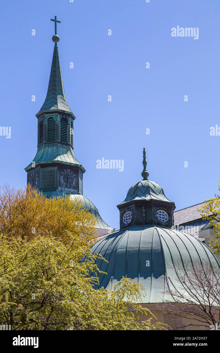 El campanario de la Iglesia Luterana en Lancaster Street en Worcester, MA Foto de stock