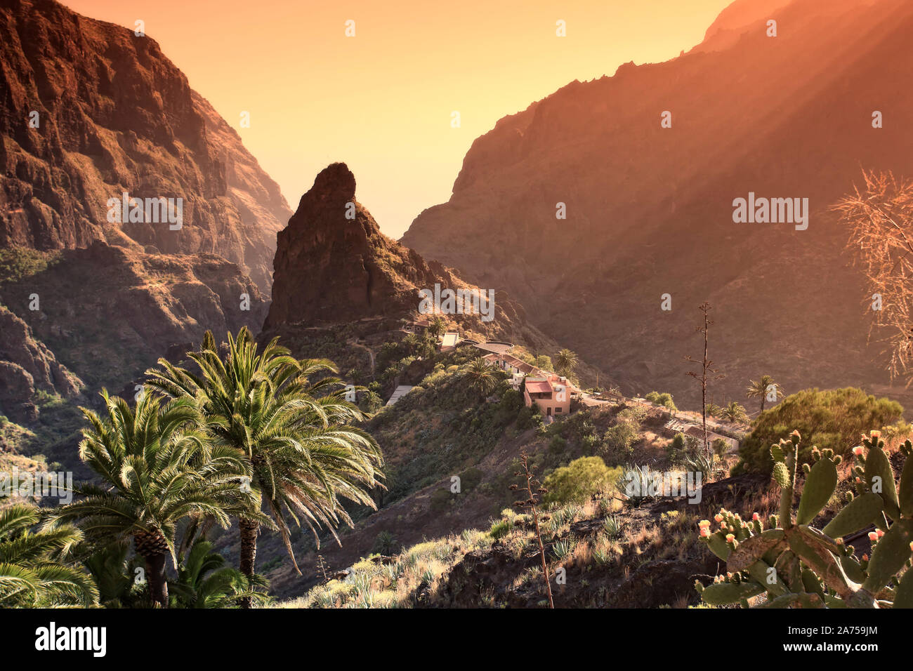 Islas Canarias, Tenerife, Masca Mountain Village Foto de stock