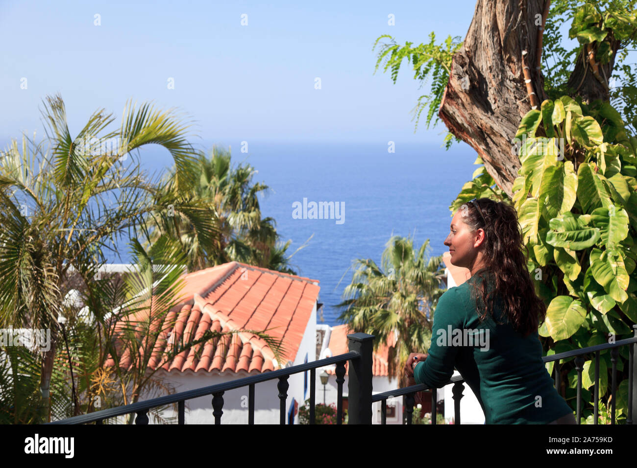 Islas Canarias, La Gomera, Playa Santiago, Jardin Tecina Resort Foto de stock