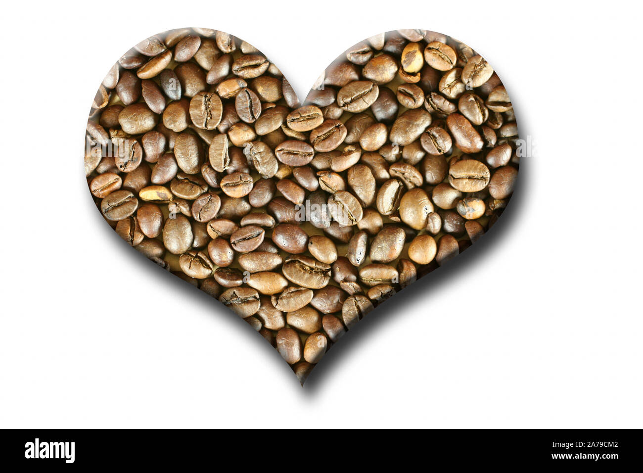 Herz aus Kaffeebohnen, Foto de stock