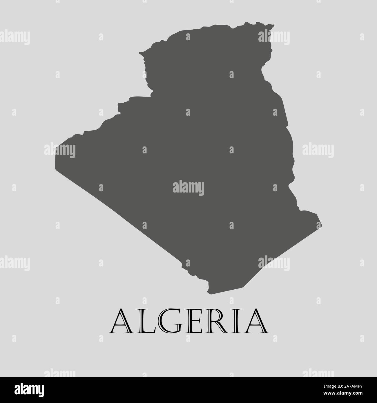 Mapa de Argelia negro sobre fondo gris claro. Mapa de Argelia negro - ilustración vectorial. Ilustración del Vector
