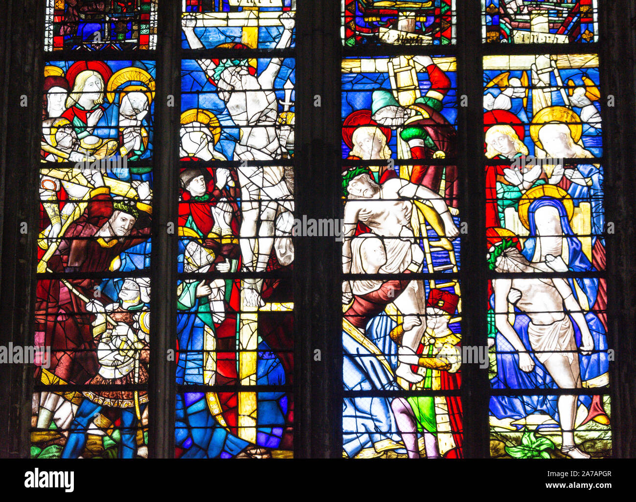 Chapelle Saint Sever vitral dentro de Catedral de Rouen, Plaza de la Catedral, Rouen, Normandía, Francia Foto de stock