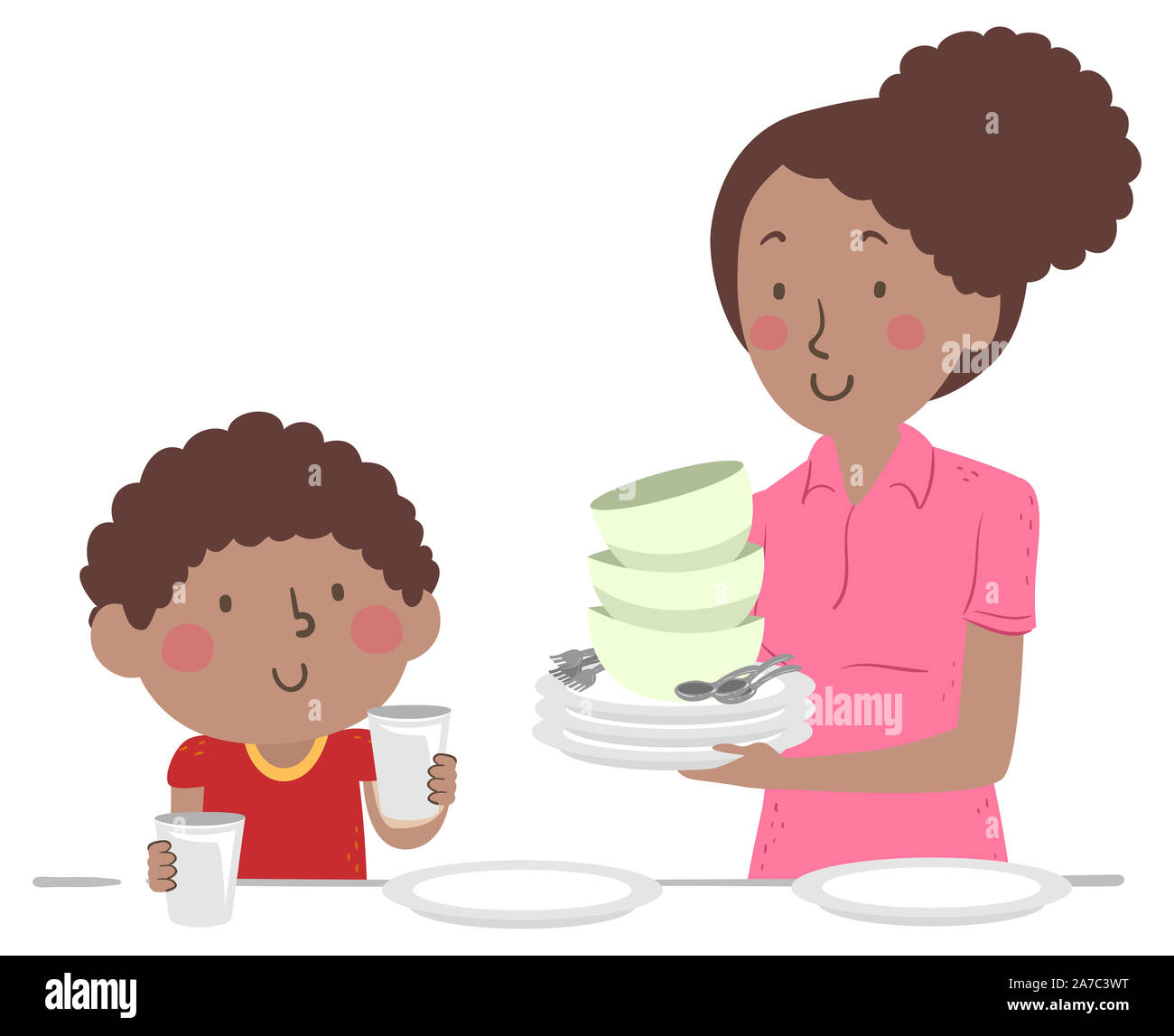 Niño poniendo la mesa Imágenes recortadas de stock Alamy