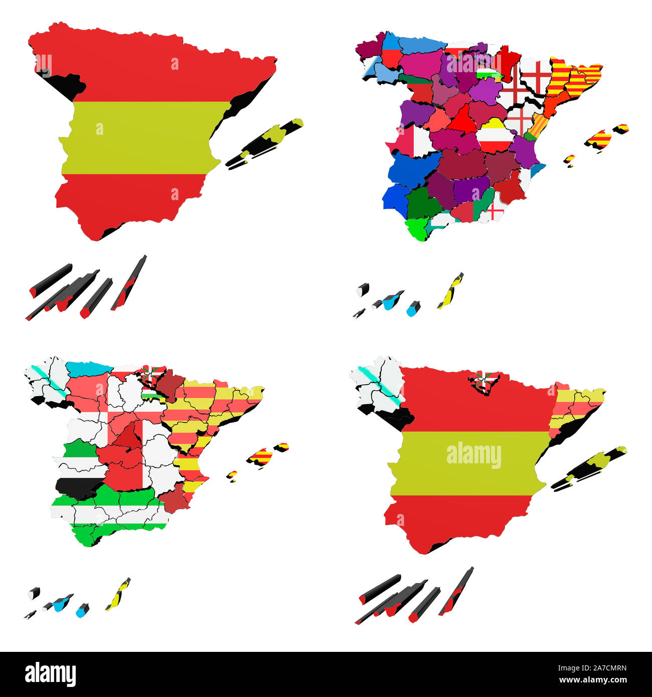 Credo Buque de guerra Goteo Mapa de España con las banderas de España y de las provincias y comunidades  autónomas. También podemos ver un mapa con comunidades históricas de  Cataluña, Euska Fotografía de stock - Alamy