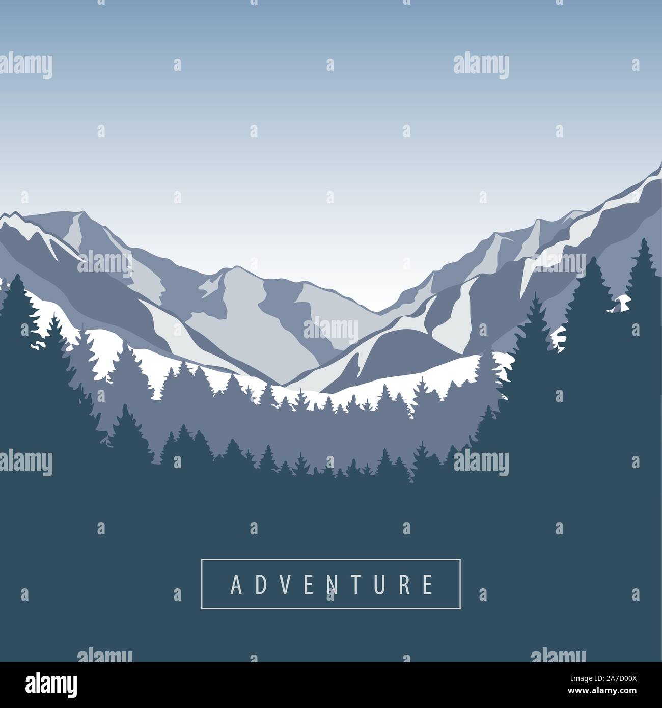 Montaña nevada aventura y naturaleza del paisaje forestal ilustración vectorial EPS10 Ilustración del Vector