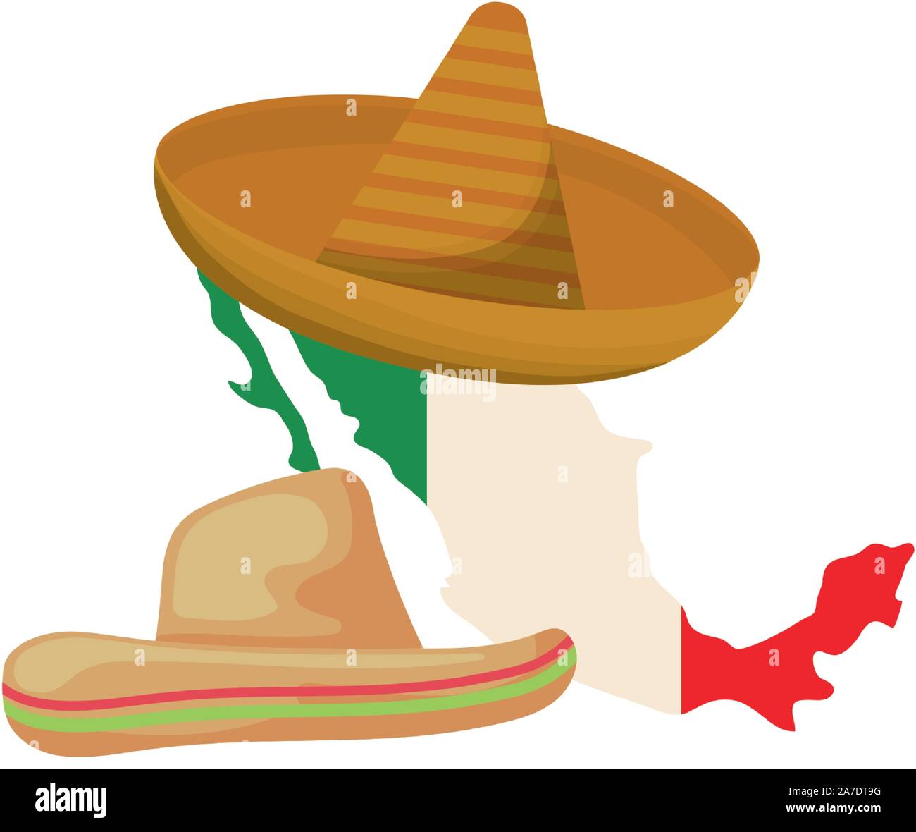 Sombrero con mapa de México y el sombrero tradicional diseño ilustración  vectorial Imagen Vector de stock - Alamy