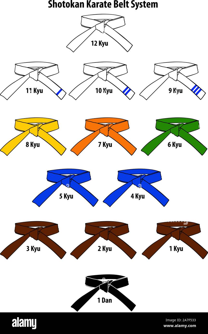 Cinturones de karate de color Imagen Vector de stock - Alamy