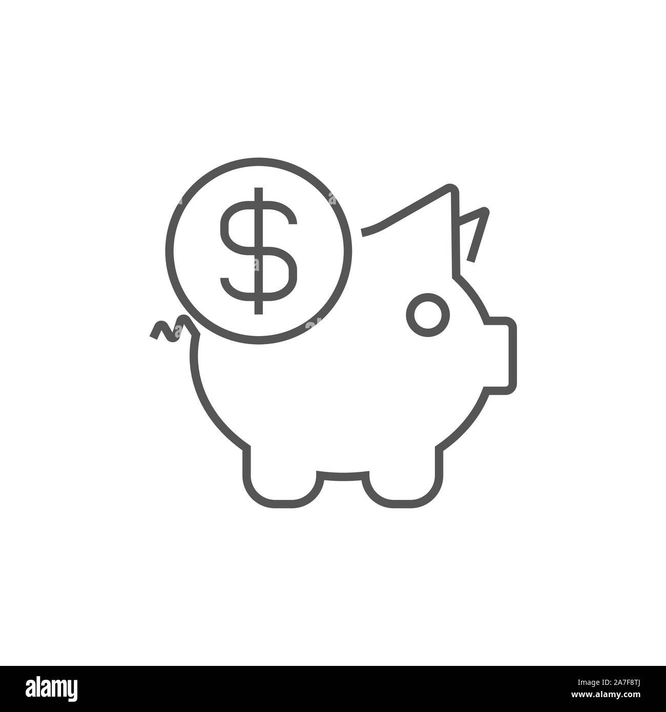 Hucha. El dinero en el banco, caja de ahorro de dinero. Ilustración  vectorial. Icono de línea de vector. 10 EPS Imagen Vector de stock - Alamy