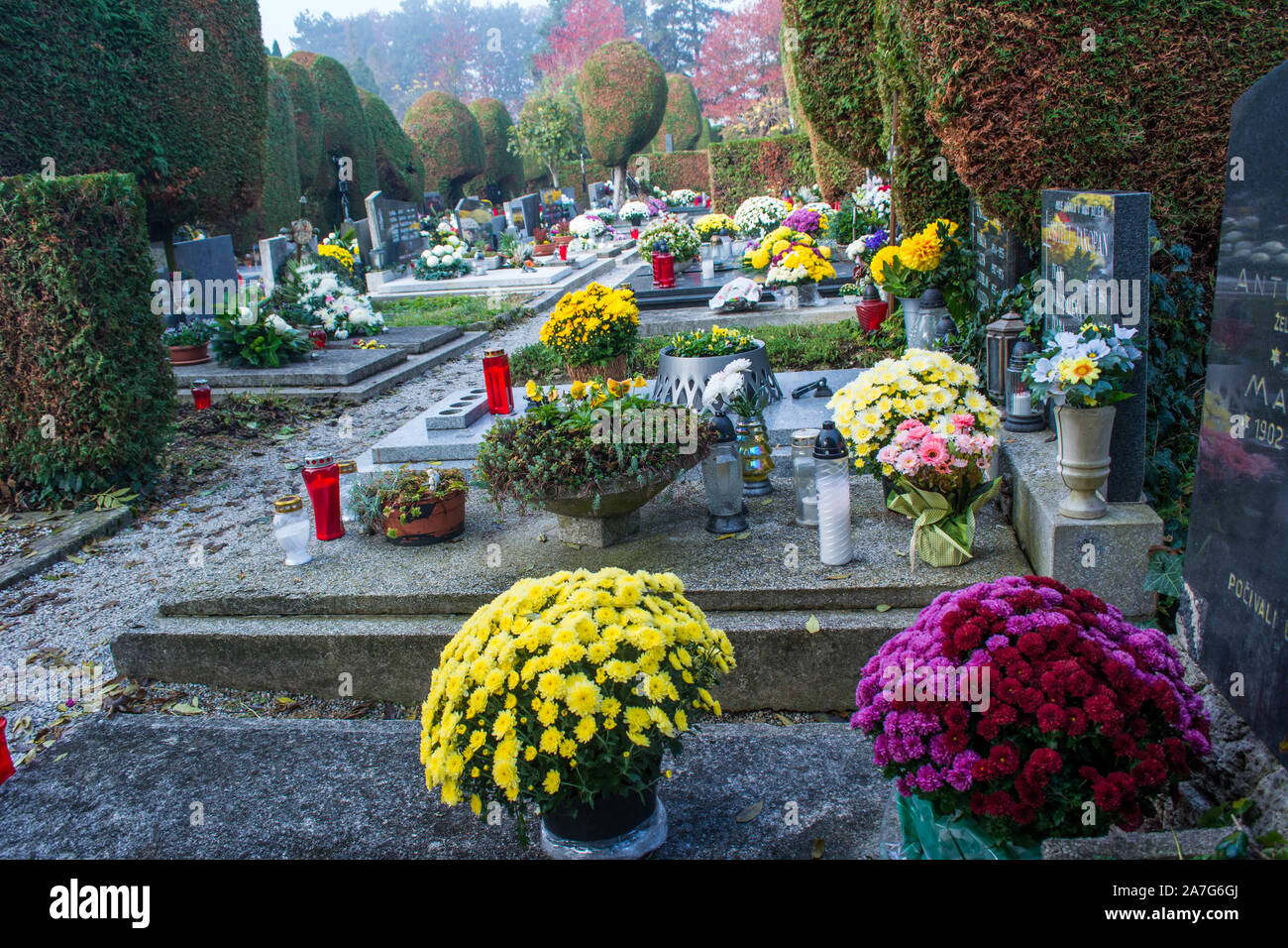 Cementerio de Varaždin, Día de Todos los Santos Foto de stock