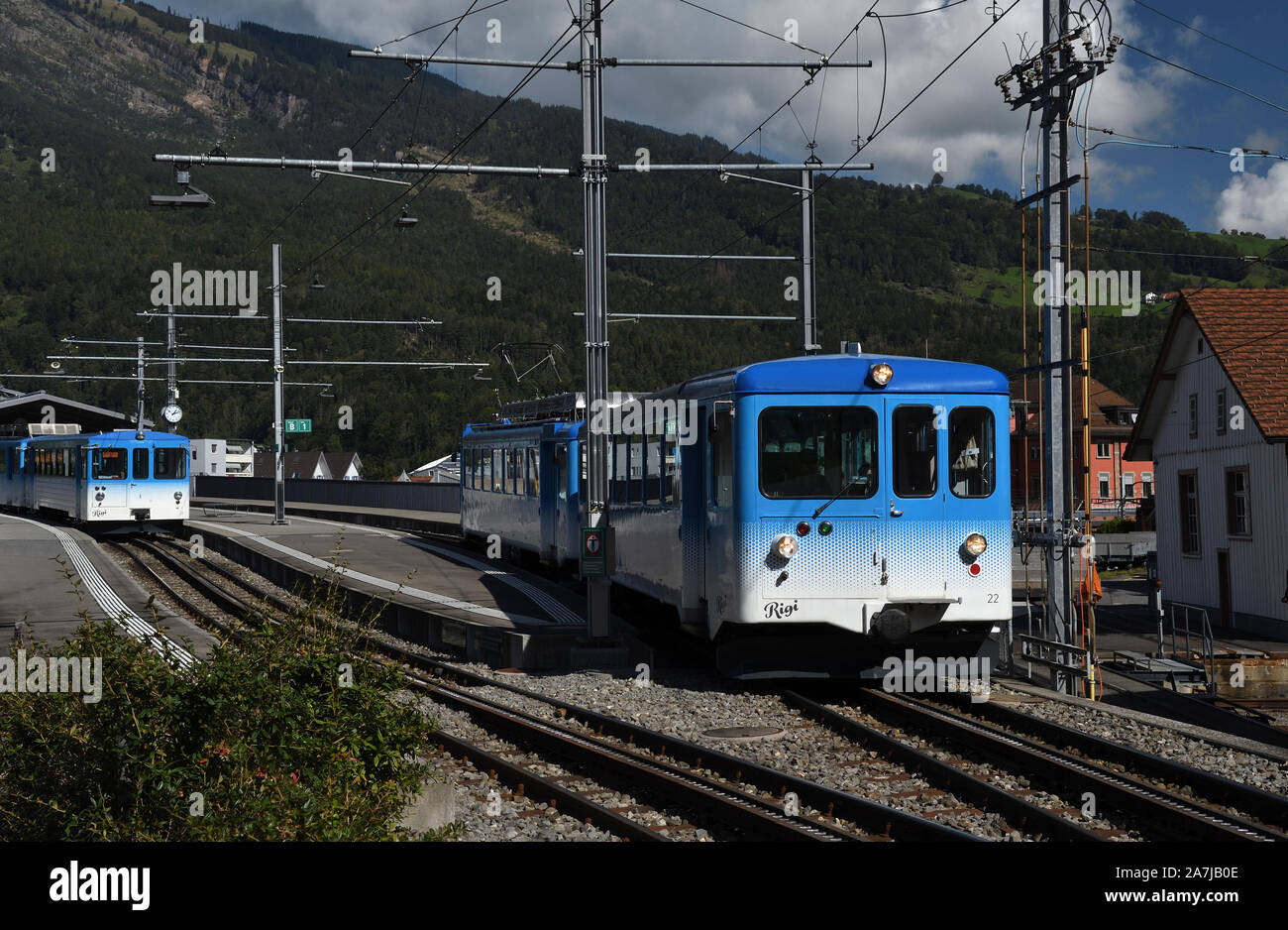Rigi Railways;rigibahnen;arth-estación de goldau;Suiza Foto de stock