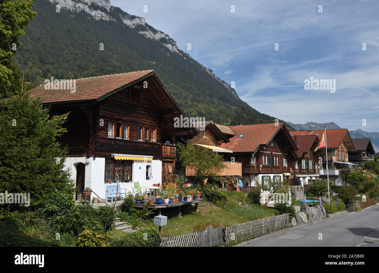 Casas estilo chalet;ringgenberg;Suiza Foto de stock