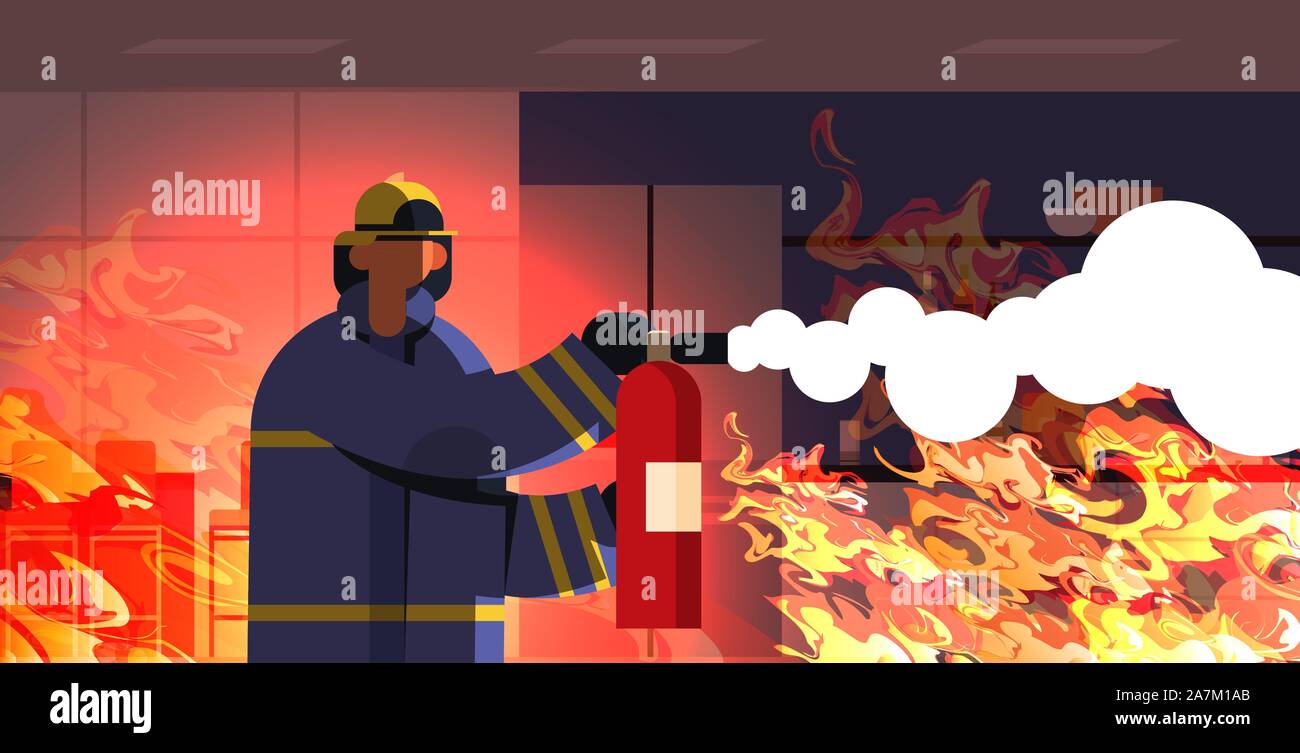 Extintor De Incendios De La Casa En Llamas Ilustraciones svg, vectoriales,  clip art vectorizado libre de derechos. Image 178438225