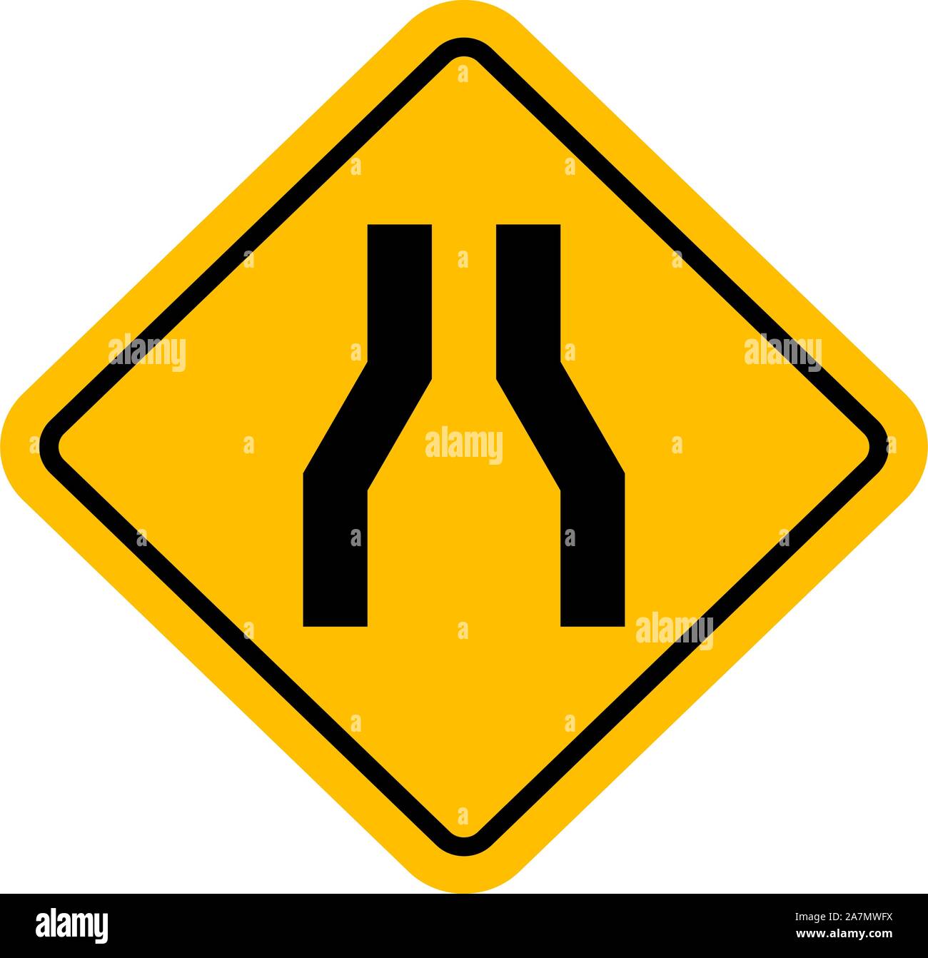 Señal de tráfico angosta carretera ilustración vectorial. Perfecto para los fondos, etiqueta, etiqueta, símbolo, signo, etc. Ilustración del Vector