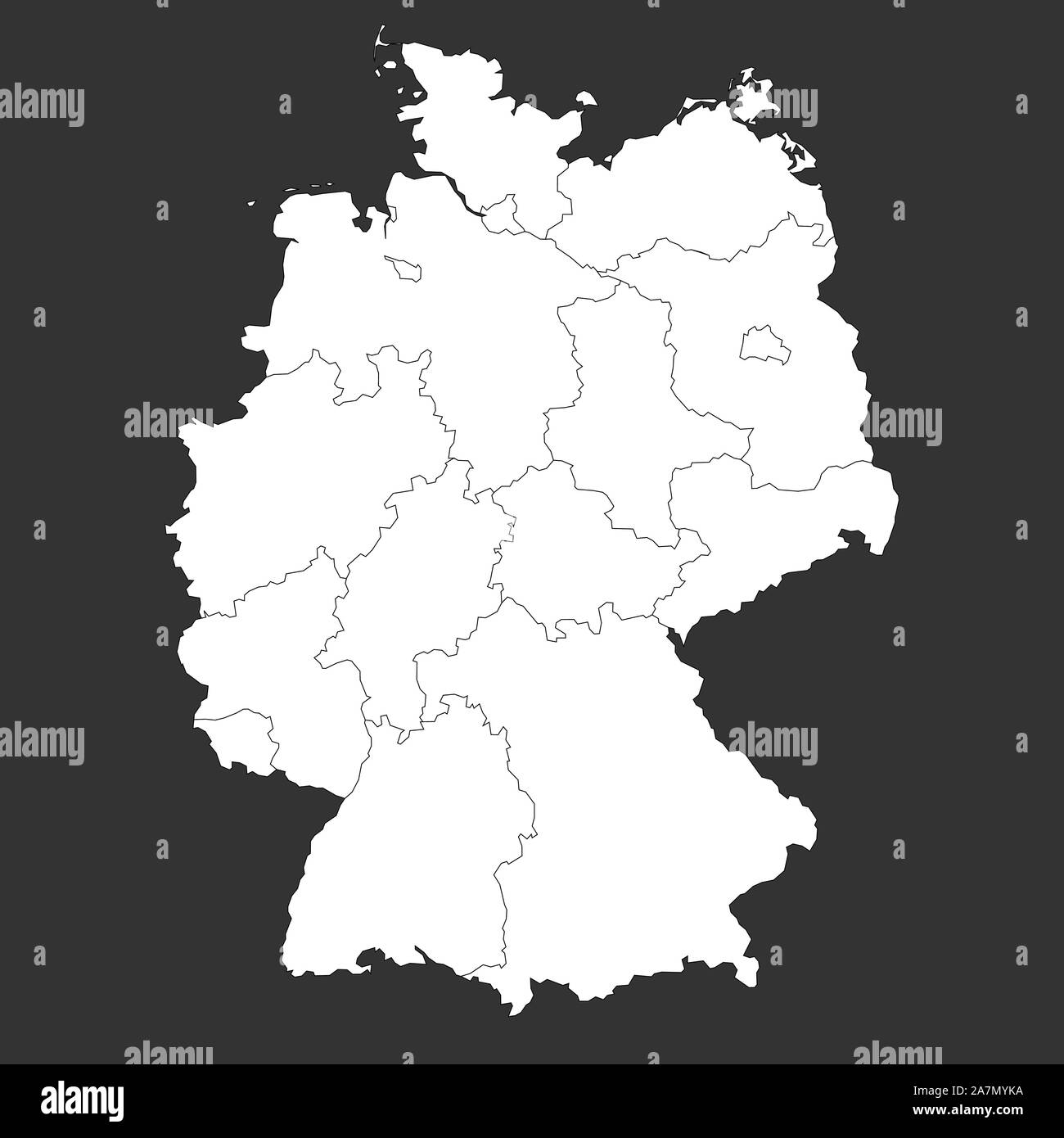 Alemania mapa con fronteras esbozo ilustración vectorial. Gris, Blanco. Ilustración del Vector