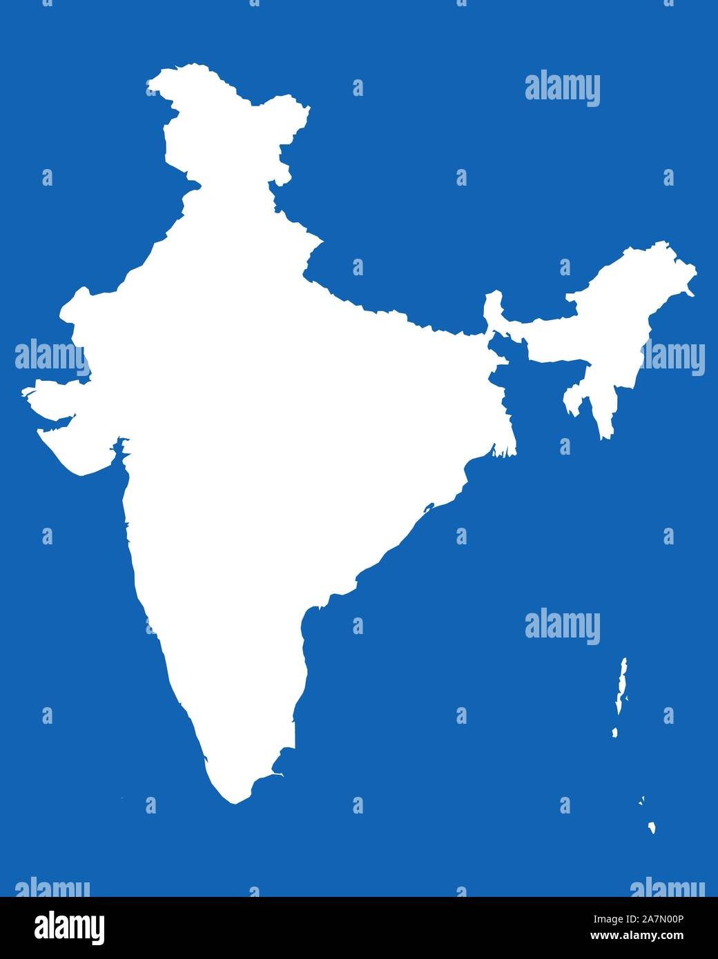 India mapa con fronteras ilustración vectorial diseño gráfico. Azul, Blanco. Ilustración del Vector