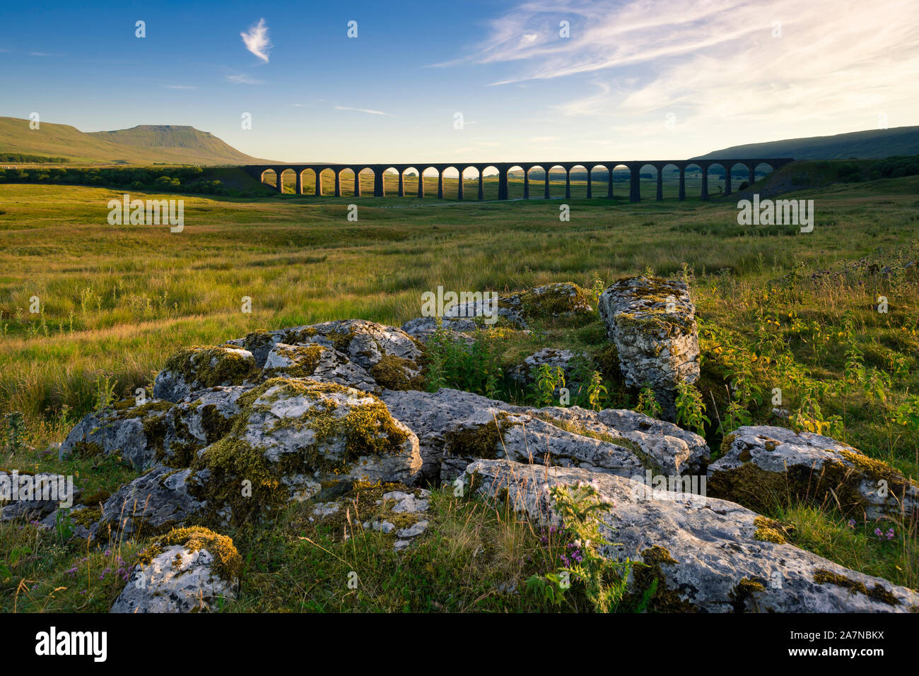 Ribblehead Viaduct en Yorkshire Dales National Park, North Yorkshire, Inglaterra. Foto de stock