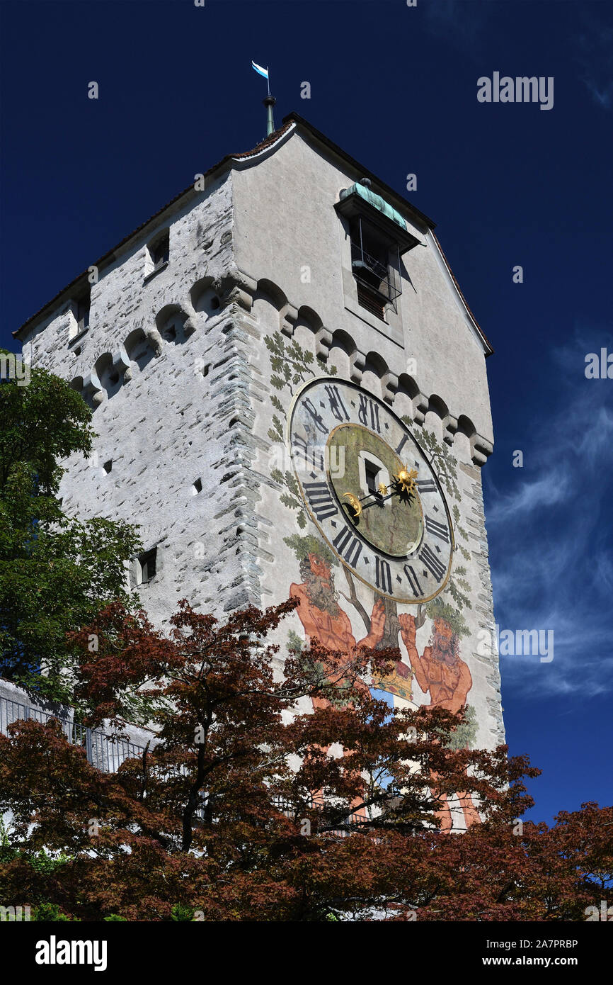 Torre del reloj de la torre zyt;;nueve torres;alfalfa;Suiza Foto de stock