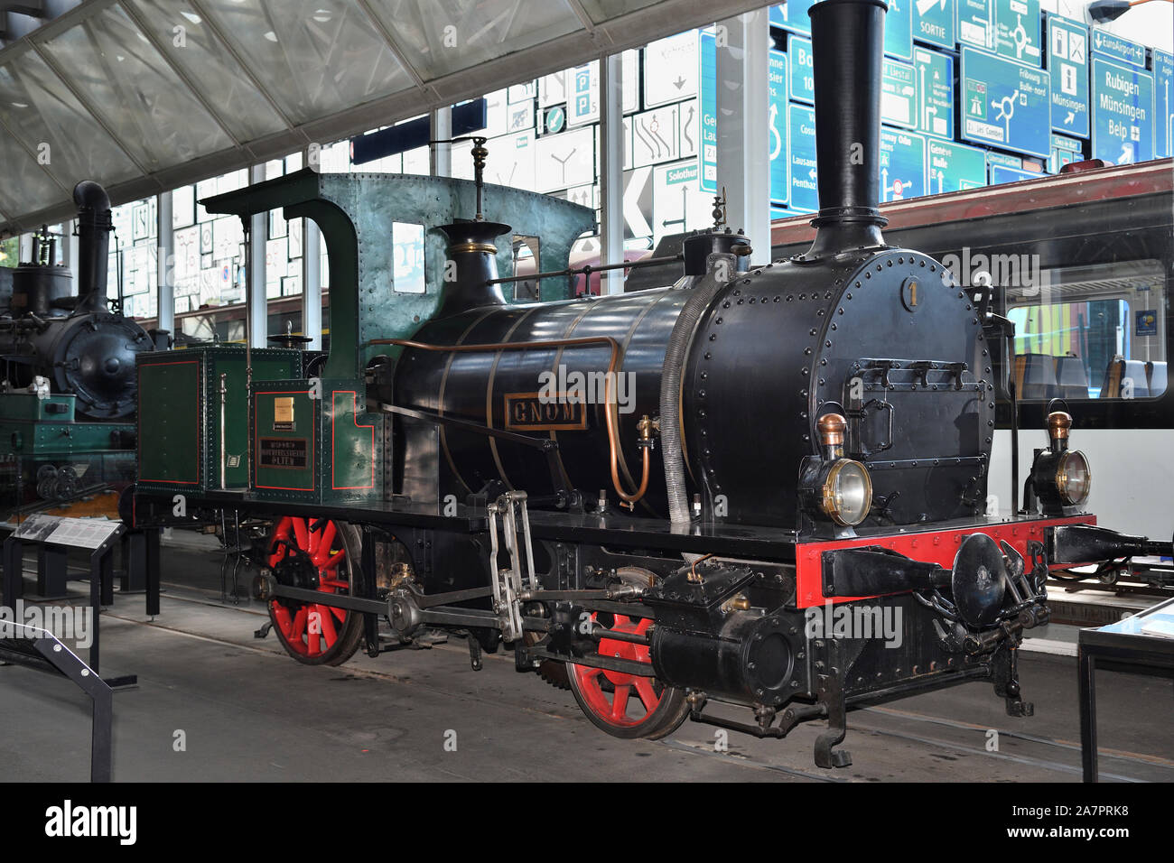 Locomotora de vapor;nº1;gnom;Museo Suizo del Transporte;alfalfa;Suiza Foto de stock