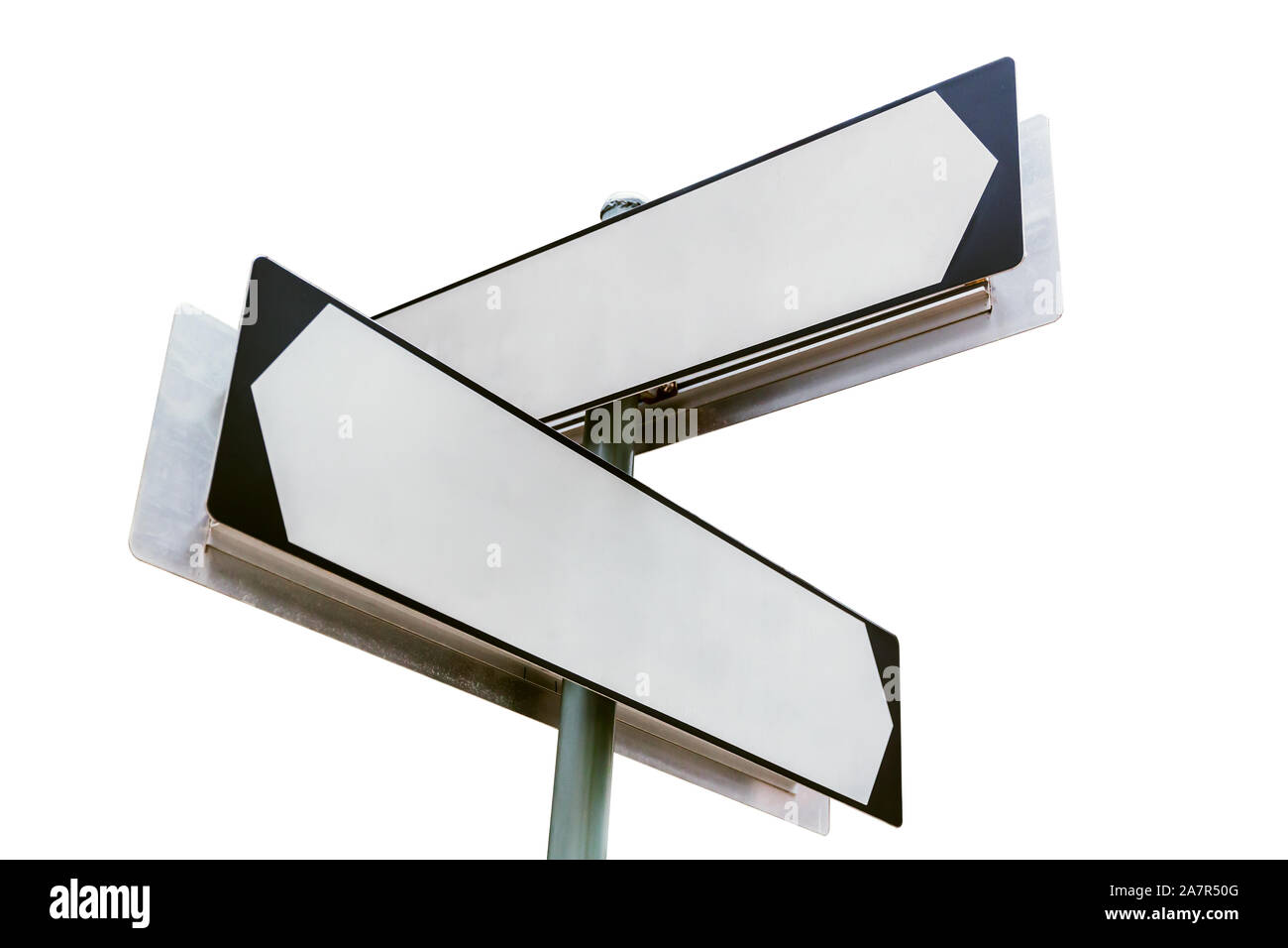 Cruce la calle banner cantar dos formas Espacio en blanco para avanue nombre texto aislado sobre fondo blanco. Foto de stock