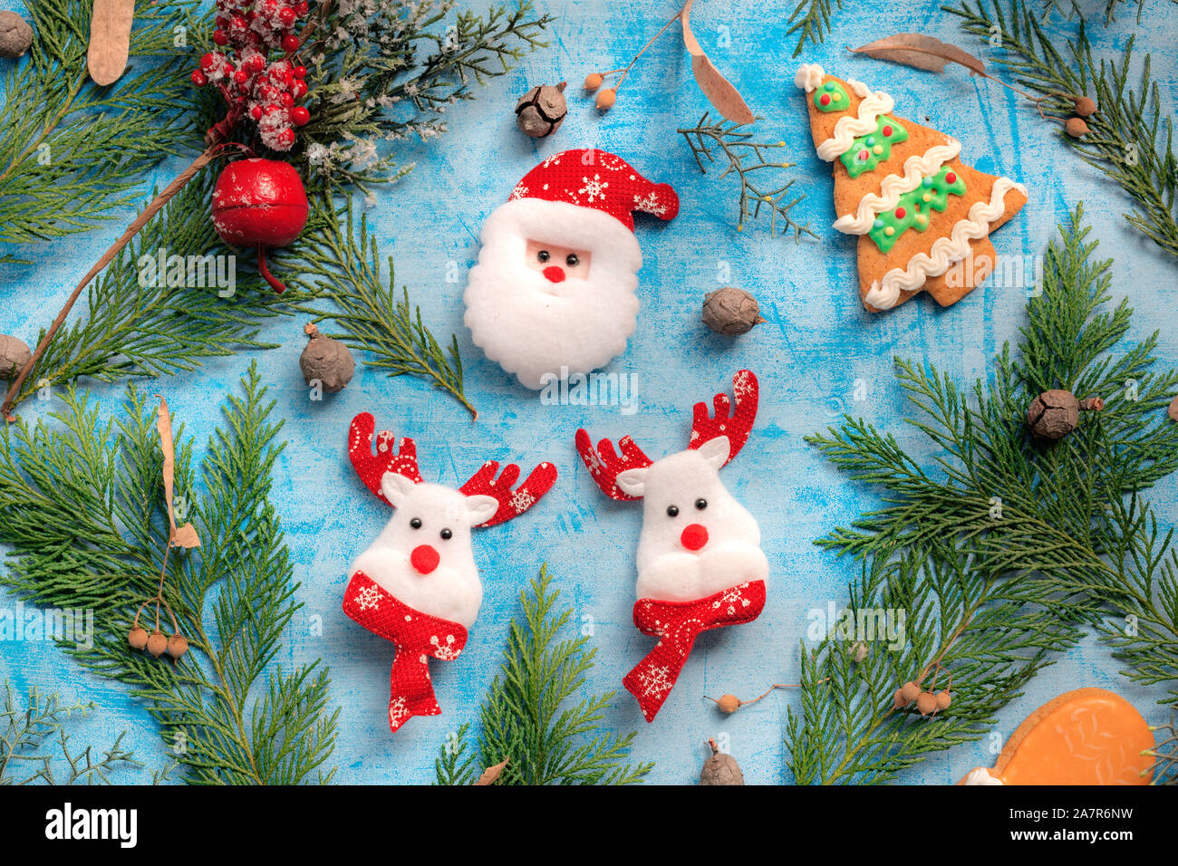 Santa Claus decoración con reno multicolor 18x12x16 cm 6pr4713 
