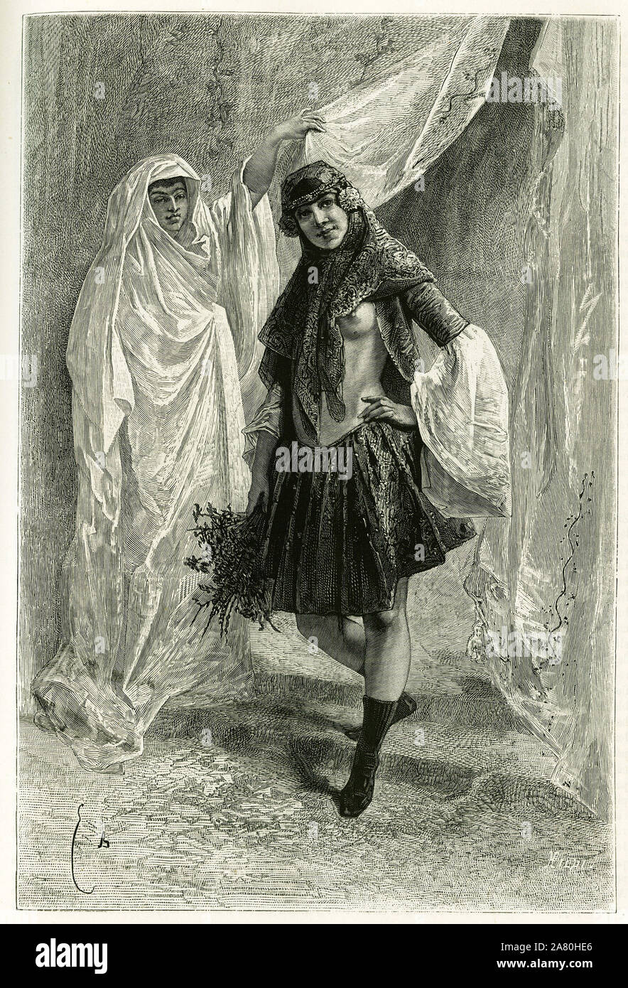 Retrato de Siba Khanoum, princesse persane. Huecograbado de E.Bayard, d'après une photographie, pour le recit illustrer 'La Perse, la Chaldee et la Susian Foto de stock