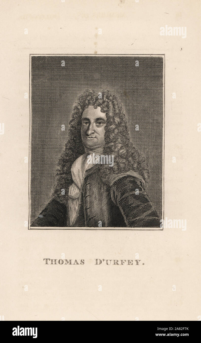 Thomas d'Urfey, poeta y dramaturgo, muerto 1723. Grabado de James Caulfield, memorias y retratos de personajes de personas notables, Londres, 1819. Foto de stock