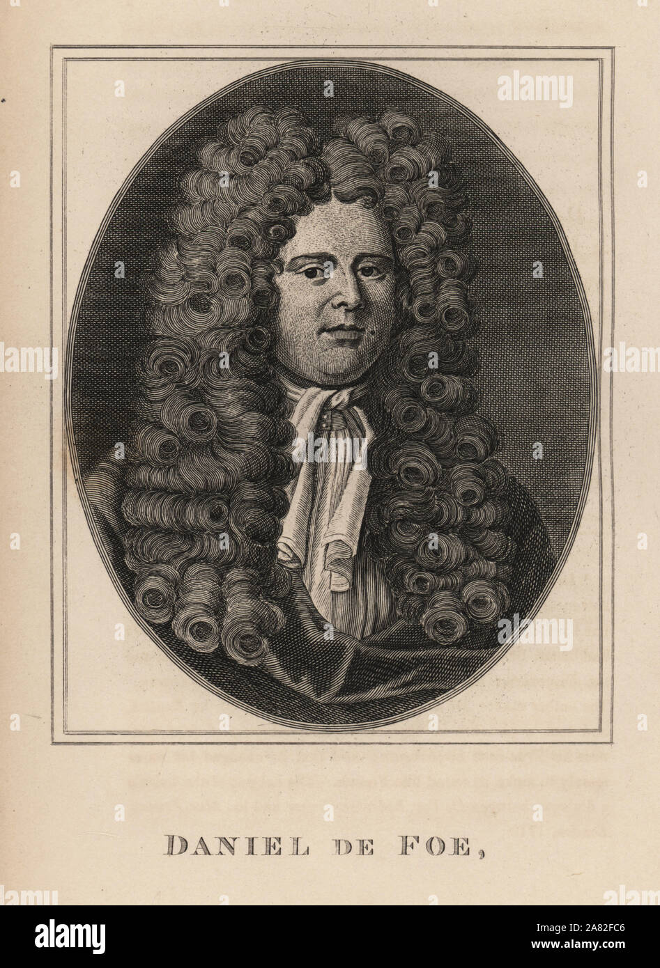 Daniel de Foe, autor de Robinson Crusoe. Grabado de James Caulfield, memorias y retratos de personajes de personas notables, Londres, 1819. Foto de stock