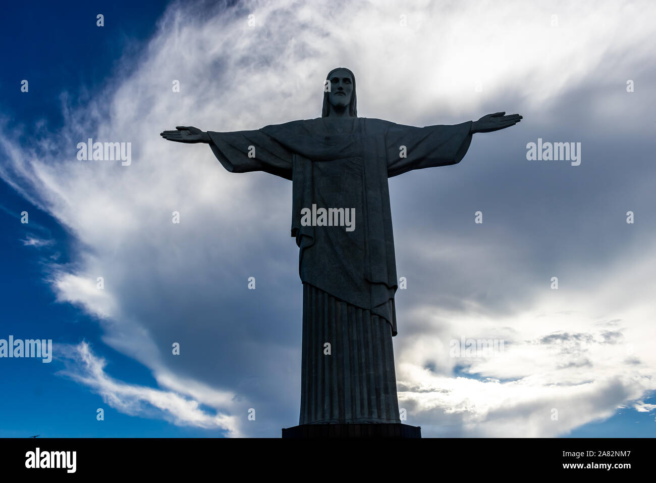 La estatua de Cristo Redentor en Río de Janeiro, el Cristo Redentor, la estatua de Jesús, estatuas de Brasil en América del Sur,las nuevas siete maravillas del mundo, Jesús Foto de stock