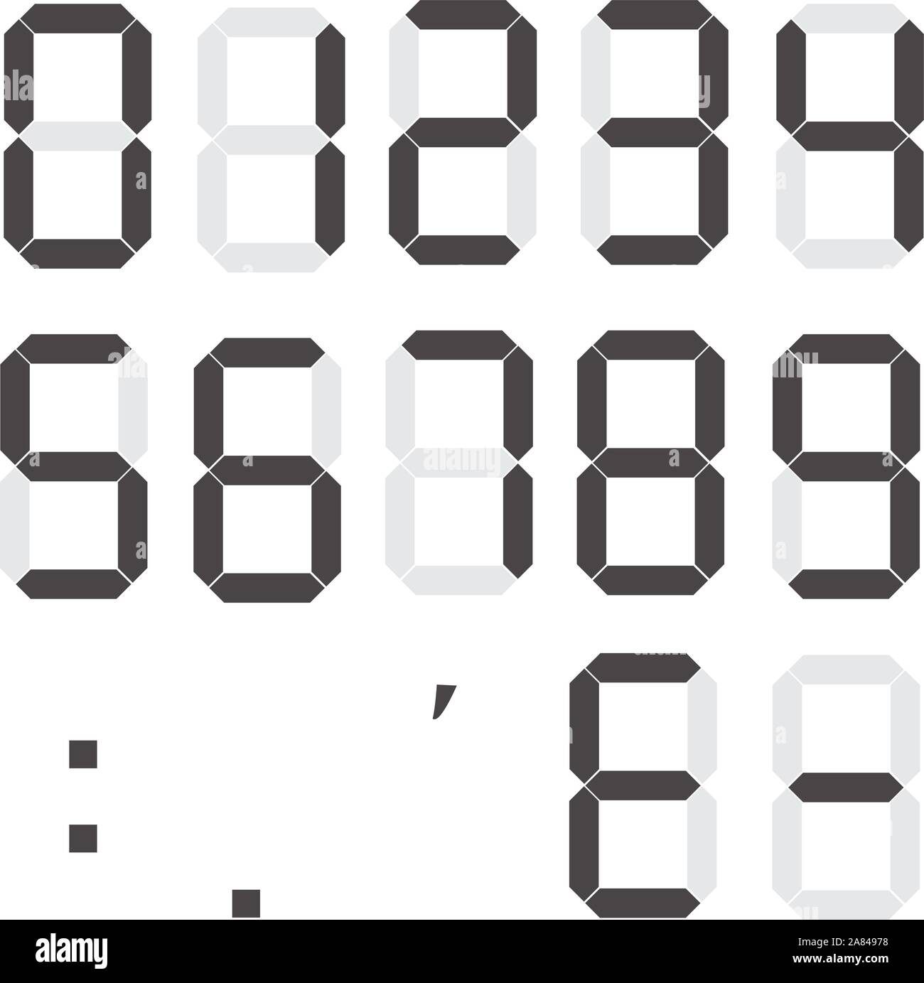 Juego de calculadora números digitales electrónicos de cifras. Número  digital LCD Imagen Vector de stock - Alamy