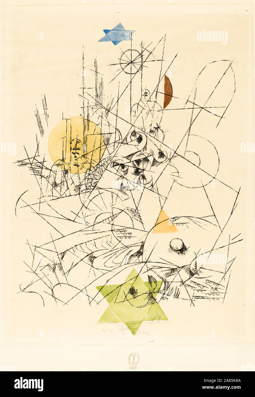 Paul Klee, de esperanza y de destrucción (Zerstörung und Hoffnung), impresión, 1916 Foto de stock