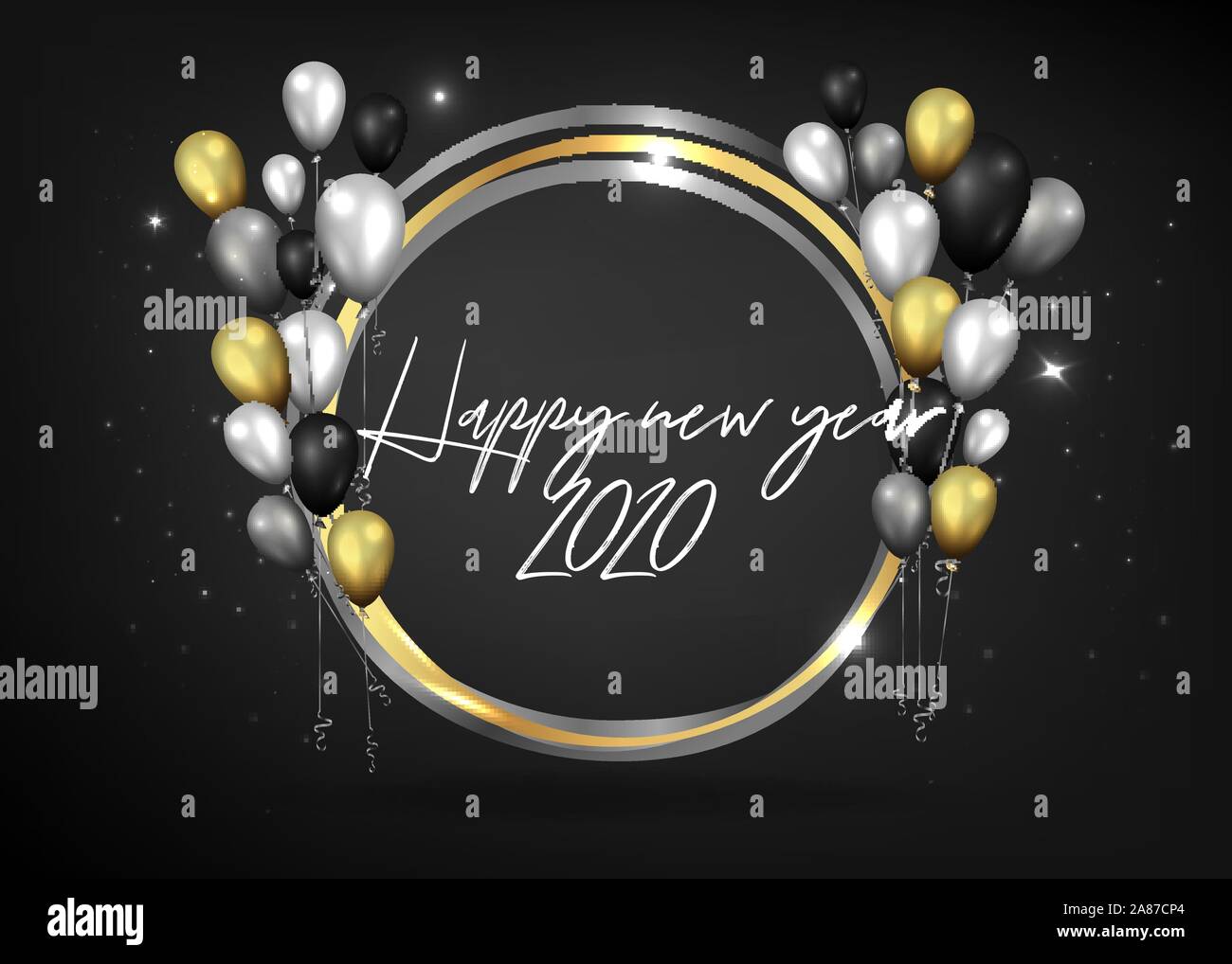 Negro dorado y plateado elegante tarjeta feliz cumpleaños con globos  realistas, fondo de lujo para web e impresión de decoración Imagen Vector de  stock - Alamy