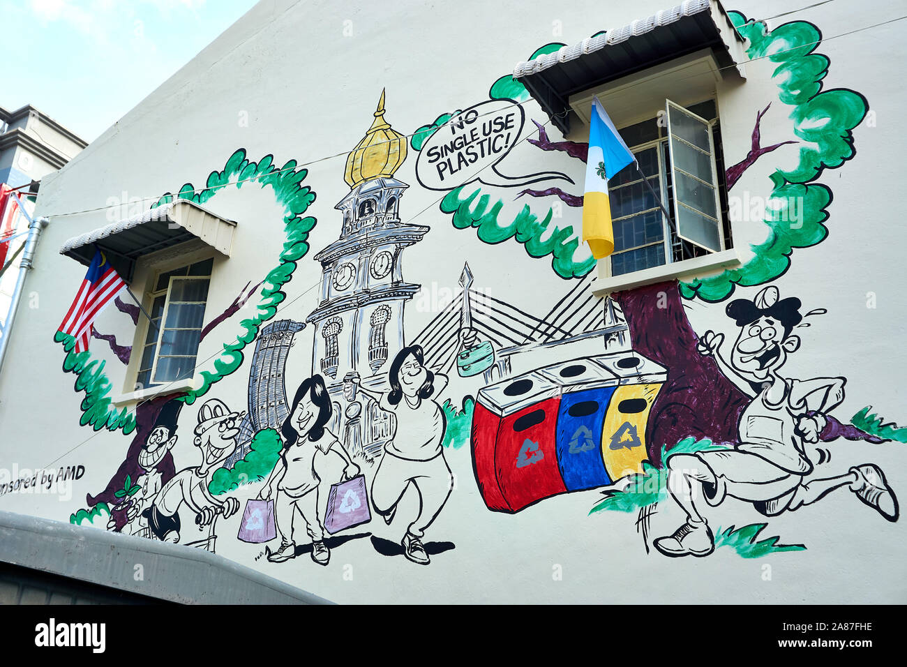 En Penang, Malasia - Octubre 01.2019 : Calle Penang arts work, es en torno a la zona de patrimonio de Georgetown en Penang. Foto de stock