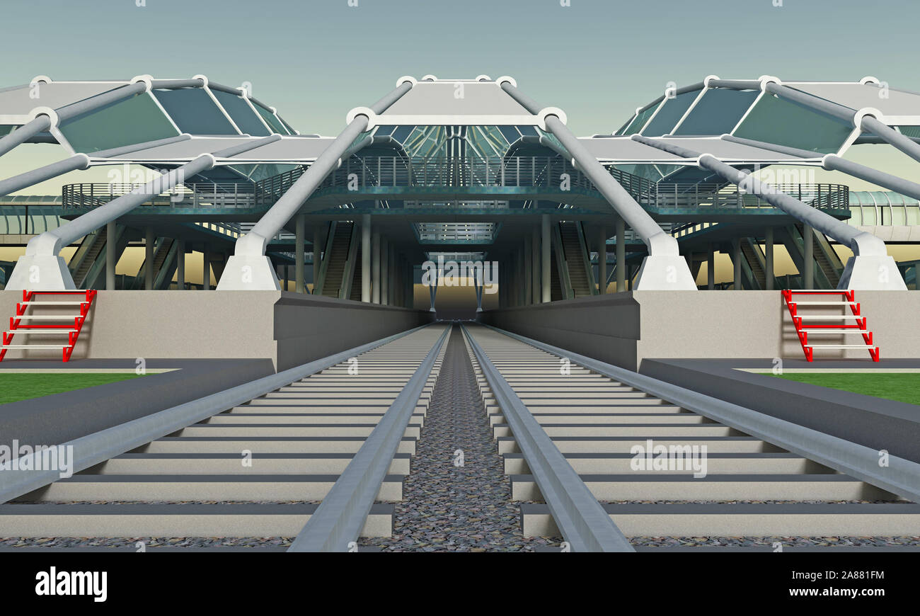 La estación de tren de metro cubiertas vacías. 3D rendering Fotografía de  stock - Alamy