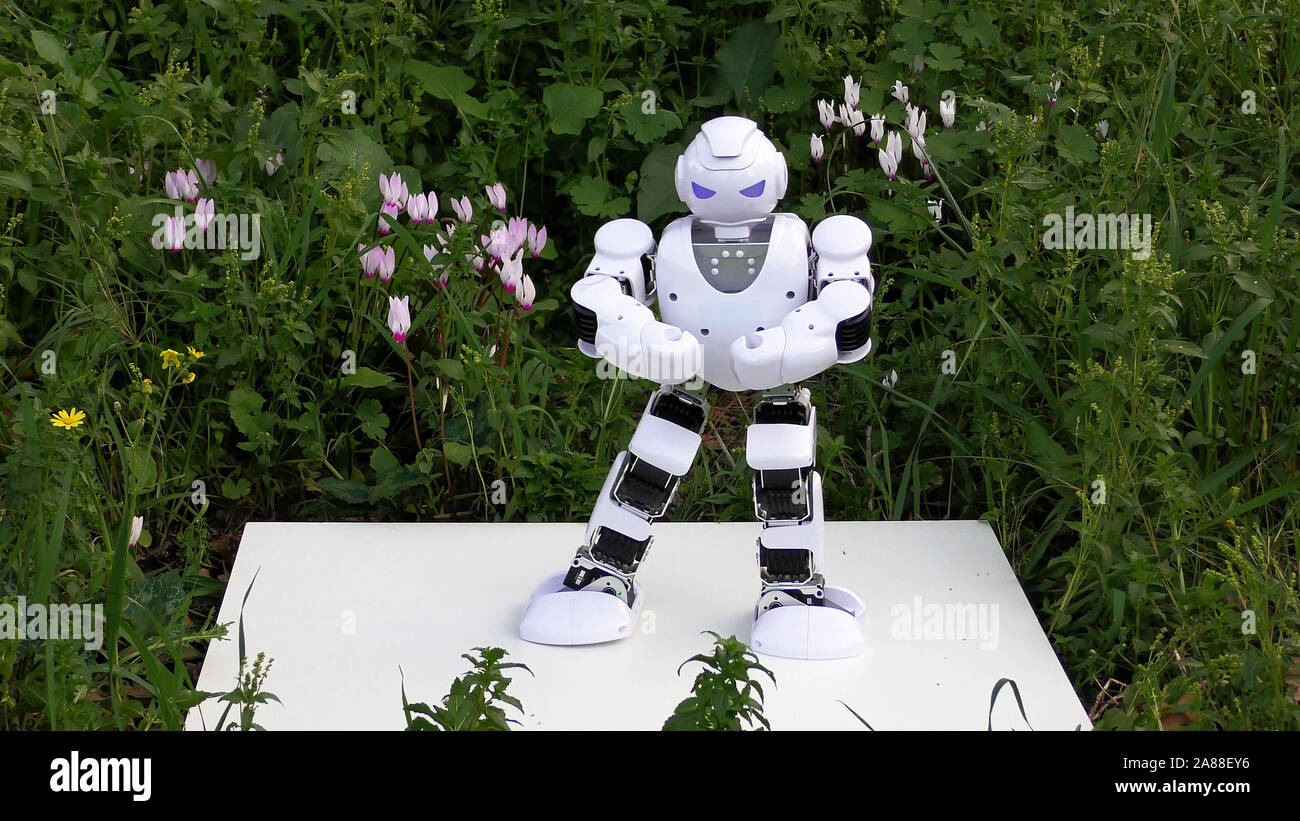 Bailes de robot un popular estilo de baile. Robot le gusta bailar en el  aire limpio en la naturaleza Fotografía de stock - Alamy