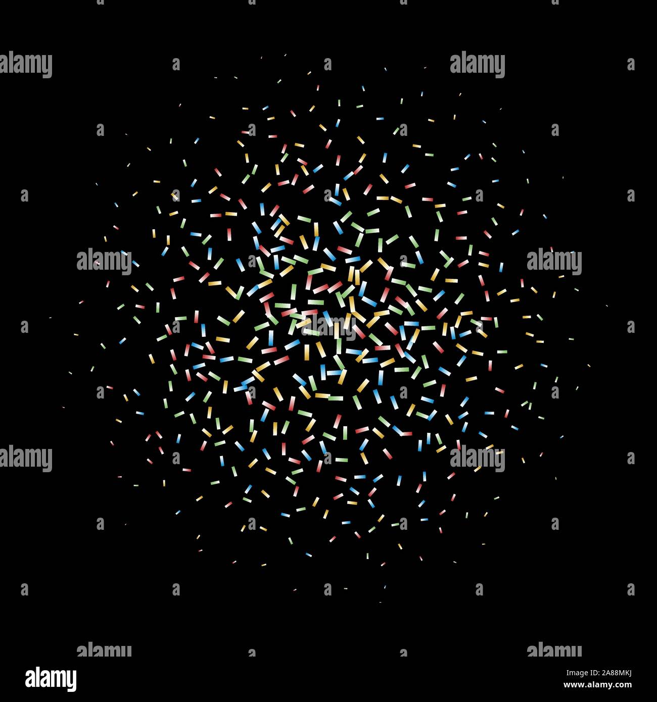 Vector confeti de colores brillantes sobre fondo negro aislado 10 EPS. Ilustración del Vector