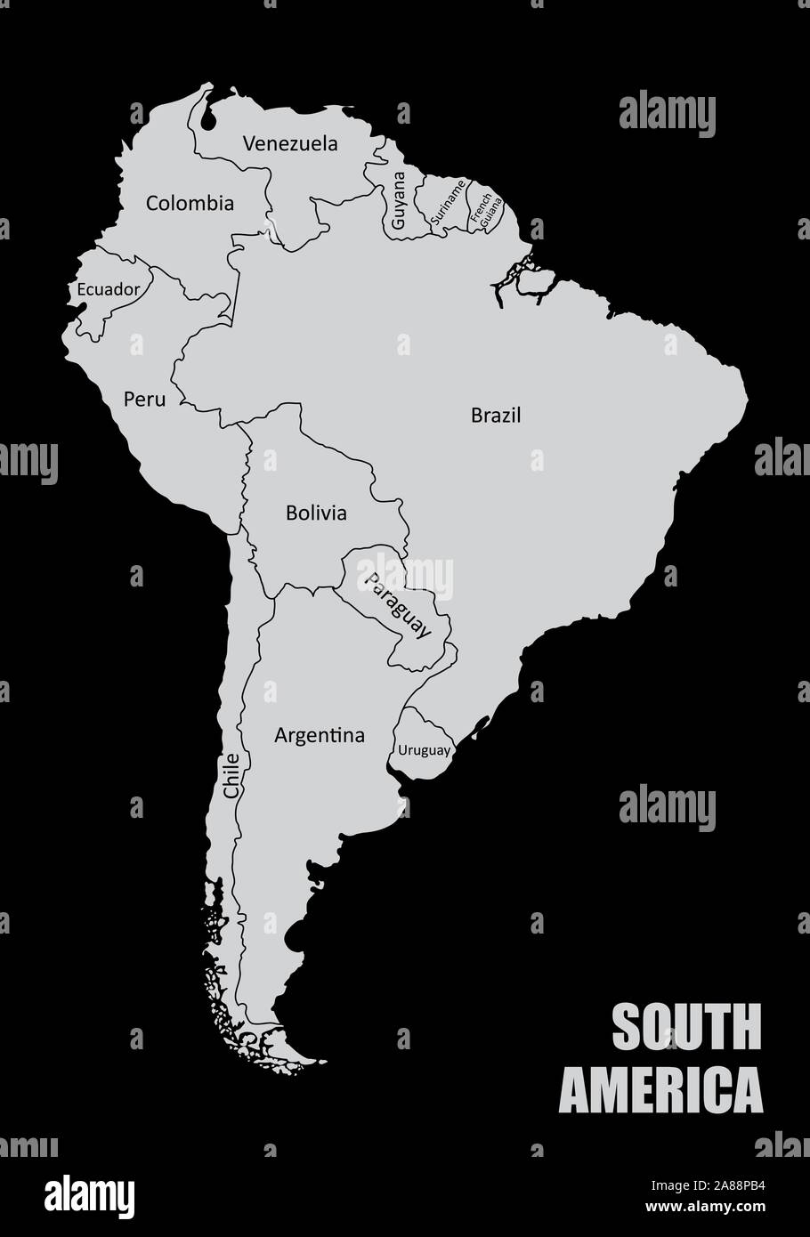 Mapa De América Del Sur Imagen Vector De Stock Alamy 0382