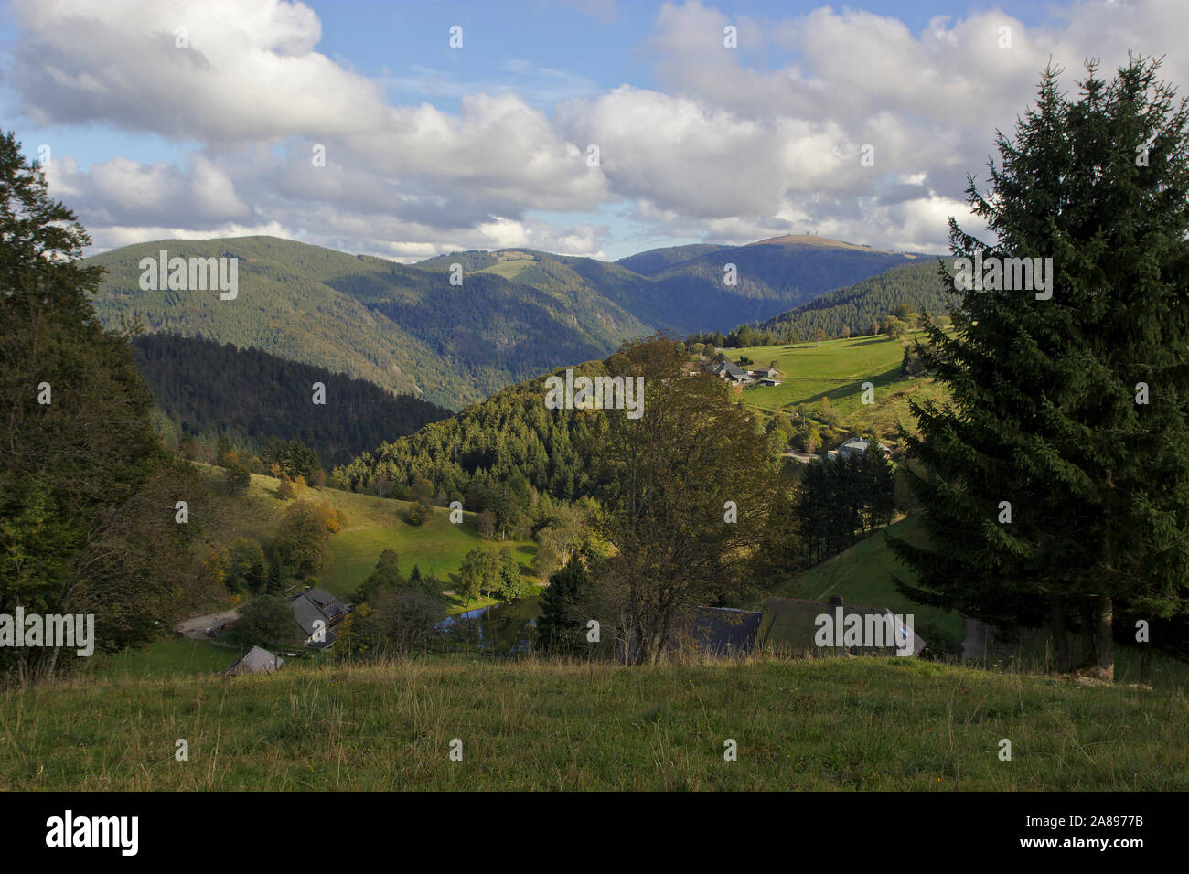 Vista desde Schauinsland a Feldberg, Selva Negra, Alemania Foto de stock
