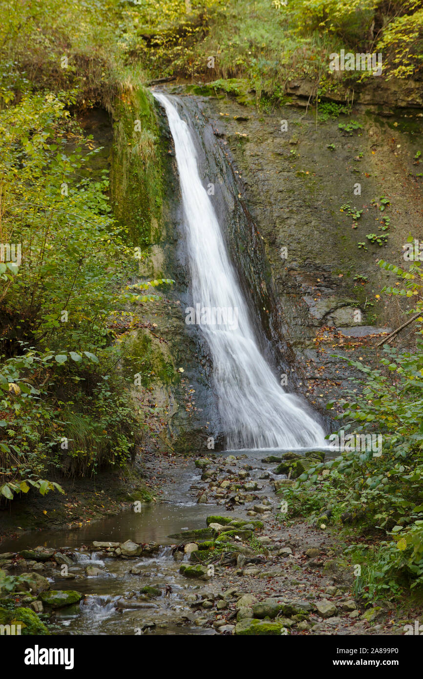 Schleifenbachwasserfälle, cascada cerca de Blumberg, otoño, Selva Negra, Alemania Foto de stock