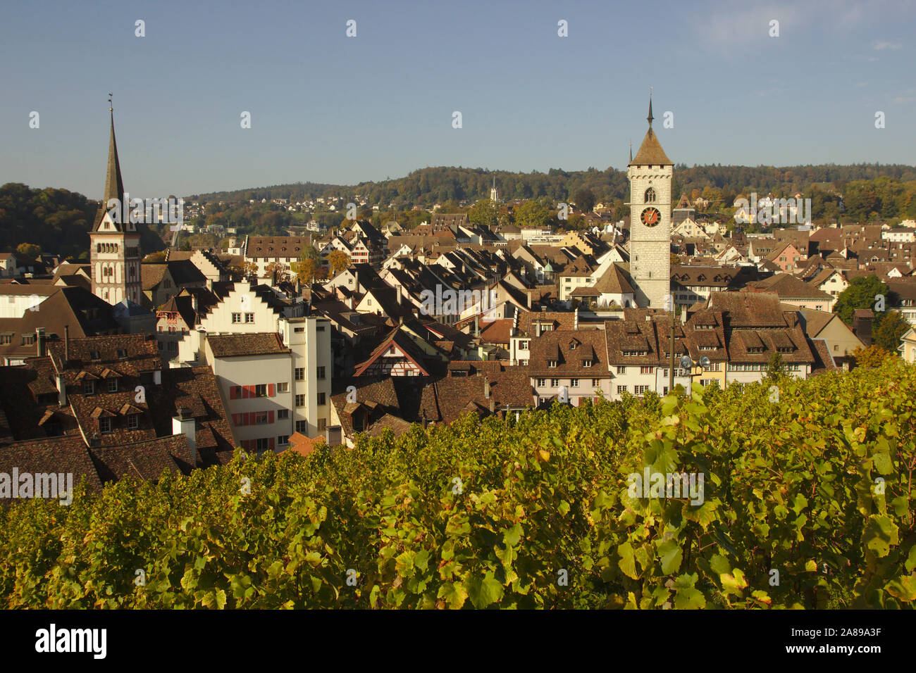 Schaffhausen, vista de la ciudad vieja de Munot, Suiza Foto de stock