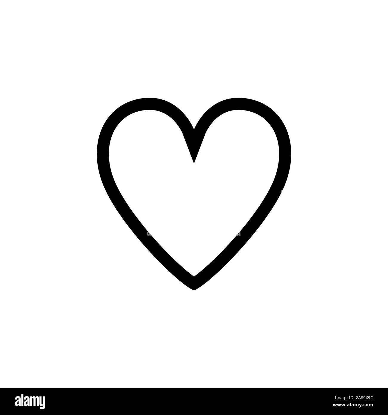 Símbolo con forma de corazón el amor negro vectorial. El símbolo del corazón de boda y el día de San Valentín. Corazón contorno negro del bastidor. Ilustración del Vector
