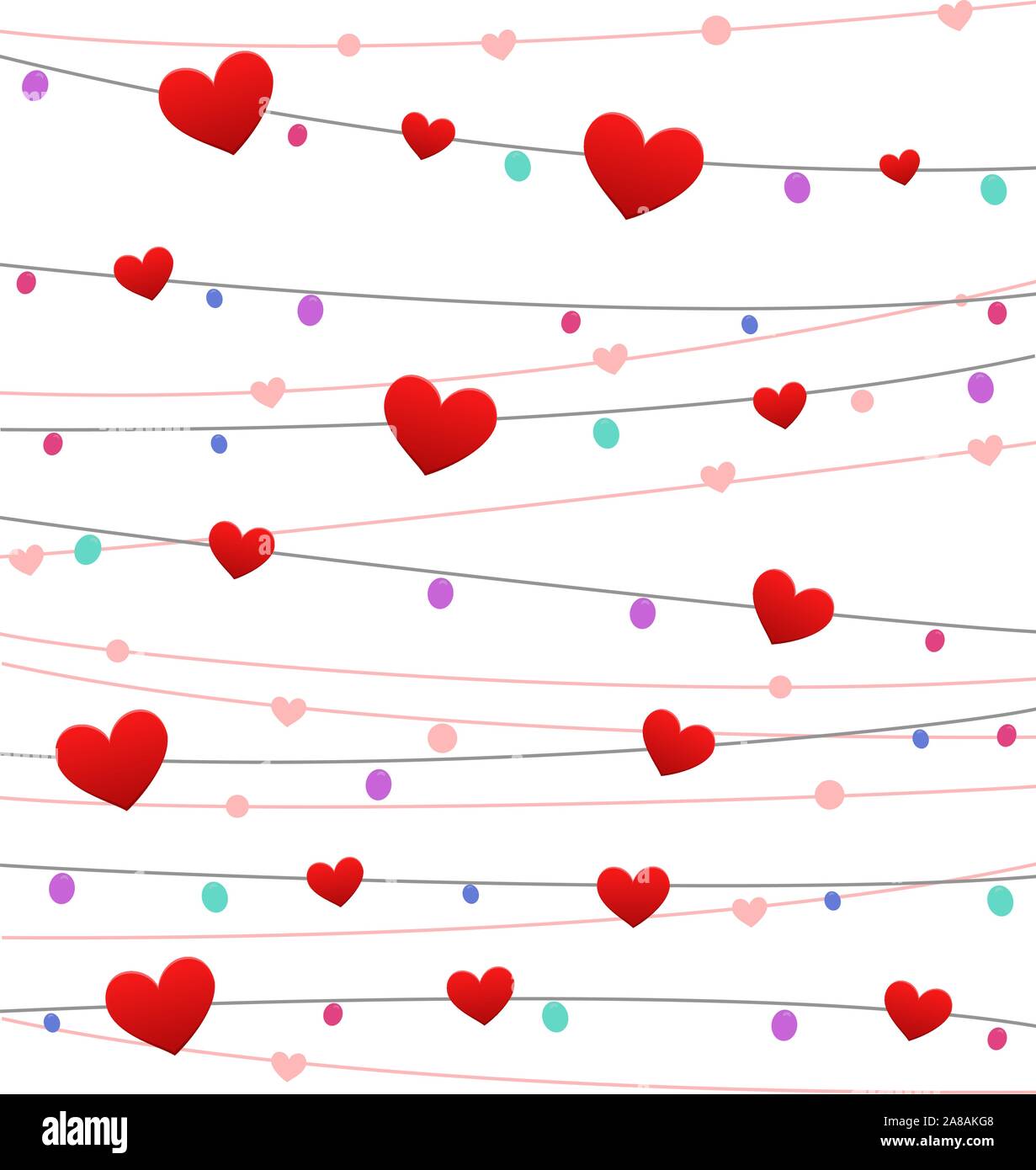 Rápido Procesando Acuerdo El día de San Valentín corazones colgantes decoración de fondo Imagen  Vector de stock - Alamy