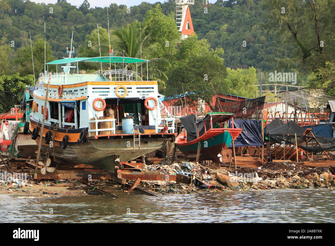 Barcos Sihanoukville Foto de stock