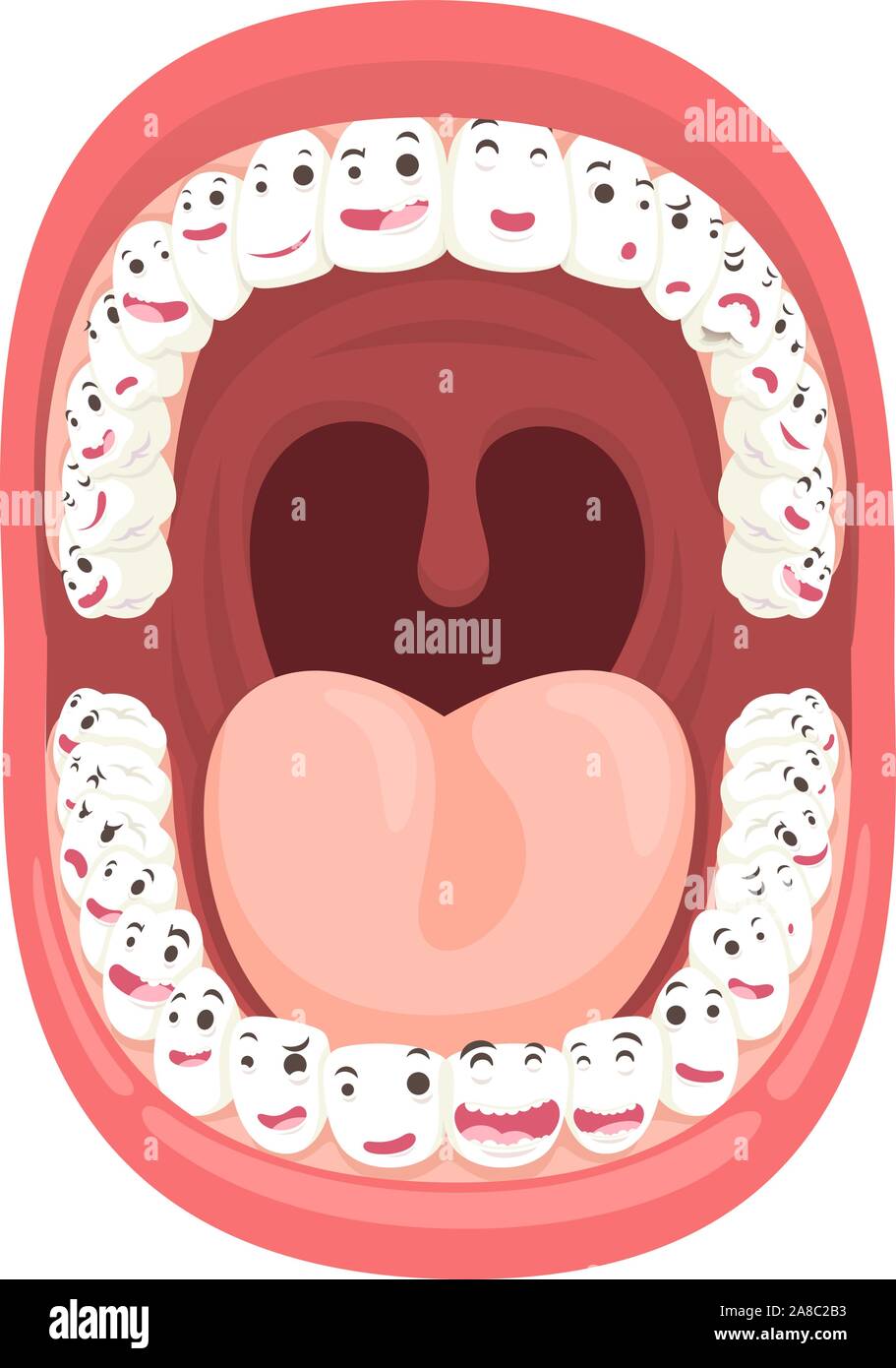 Concentración Barry fusible Boca con dientes sanos y felices, ilustración vectorial de dibujos animados  Imagen Vector de stock - Alamy